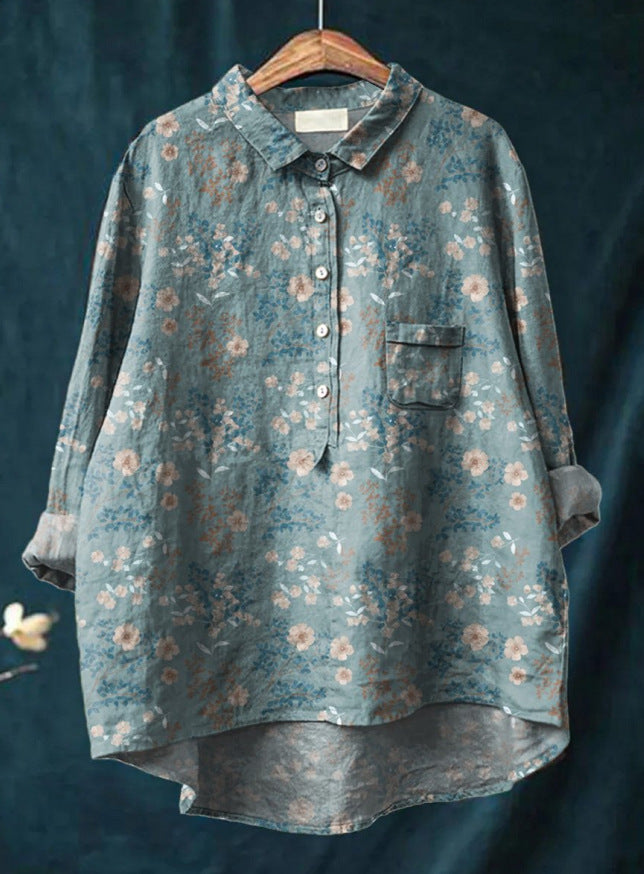 Blusa Mujer Fluida Estampado Floral Manga Larga