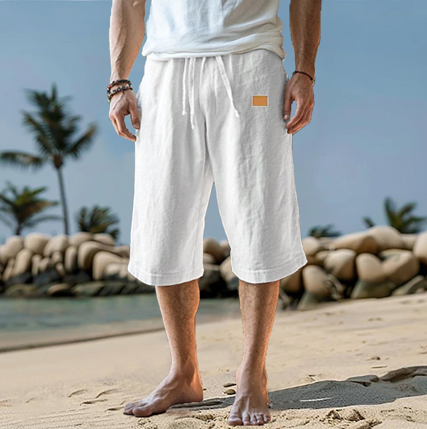 Bermudas Hombre Algodón Corte Relajado Cintura Ajustable