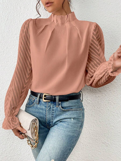 Blusa Mujer de Gasa Transparente Manga Larga