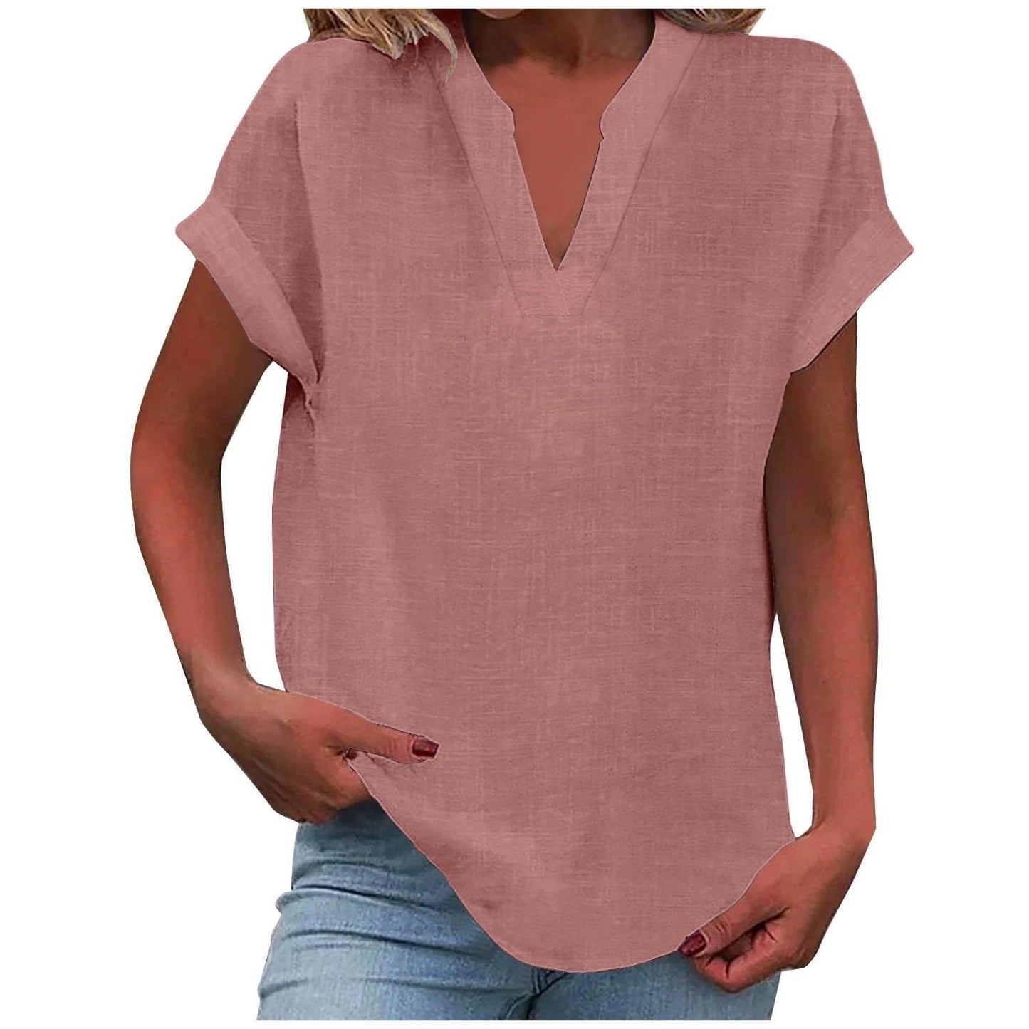 Blusa Mujer de Tela Suave Cuello en V Corte Relajado
