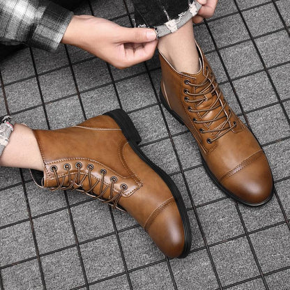 Botas Hombre Cuero Casual con Cordones Botines Urbanos Cómodos