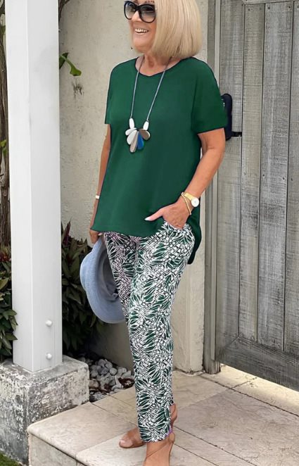 Conjunto mujer algodón pantalón estampado cómodo