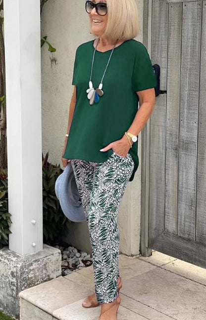 Conjunto mujer algodón pantalón estampado cómodo