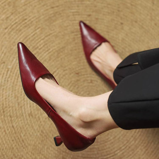 Zapatos Mujer de Cuero Tacón Clásico Elegante - Mavetta