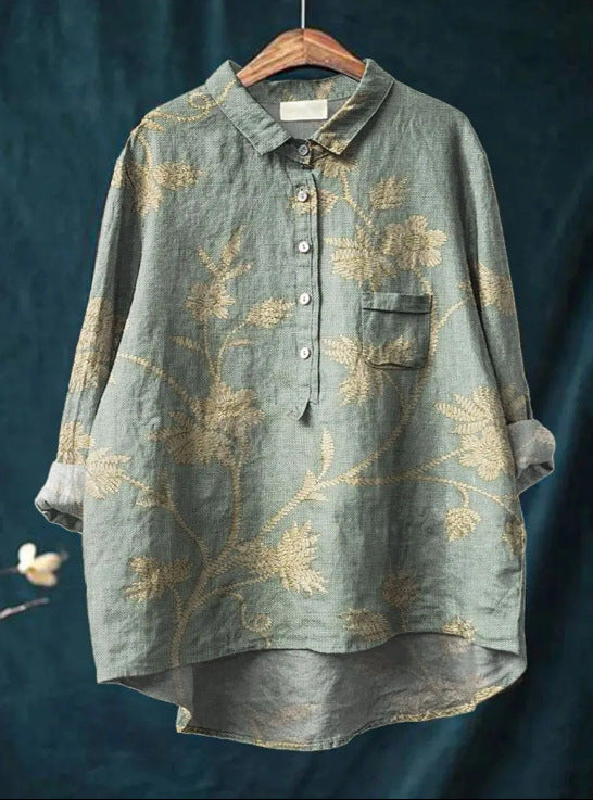 Blusa Mujer Fluida Estampado Floral Manga Larga