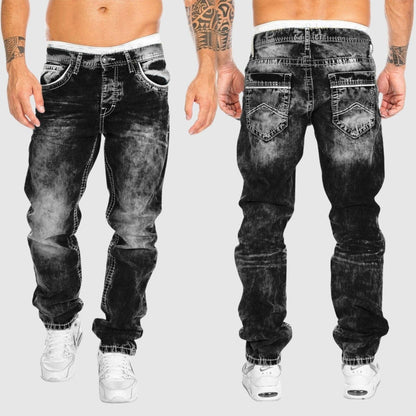 Pantalones Vaqueros Hombre Denim Lavado Corte Recto