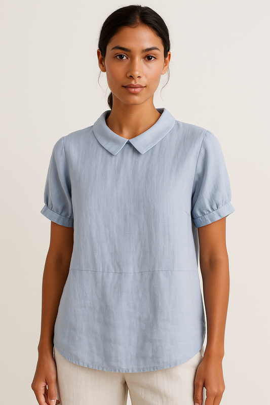 Blusa Mujer Minimalista Manga Corta Cuello Redondo - Mavetta