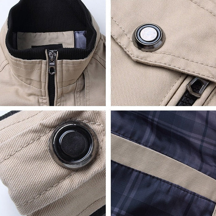 Chaqueta Bomber Hombre con Cremallera Estilo Táctico
