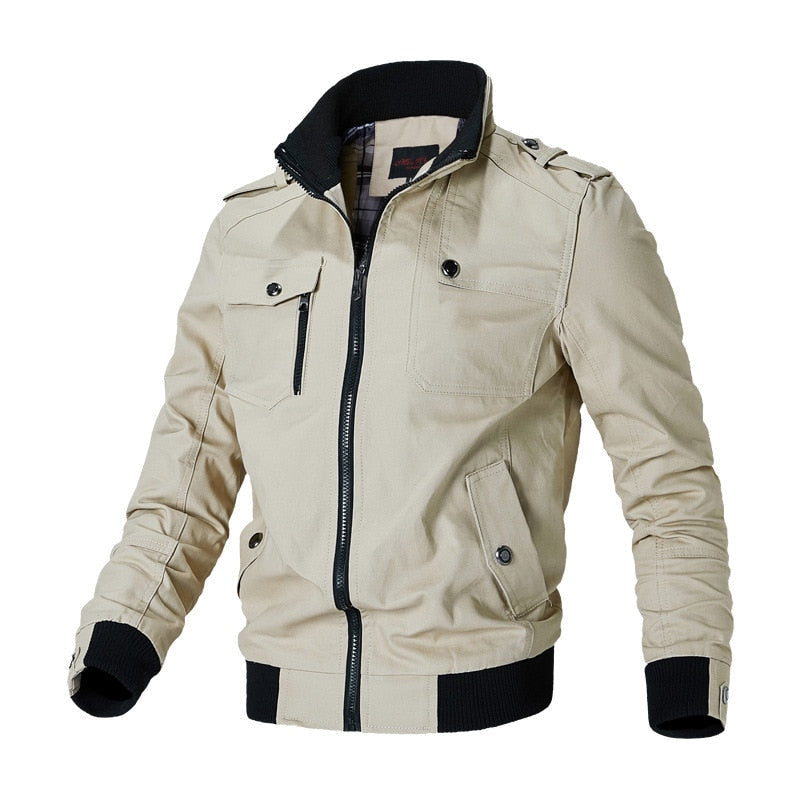 Chaqueta Bomber Hombre con Cremallera Estilo Táctico