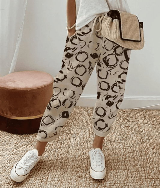 Pantalón Hombre de Lino y Algodón Estampado Corte Relajado - Mavetta