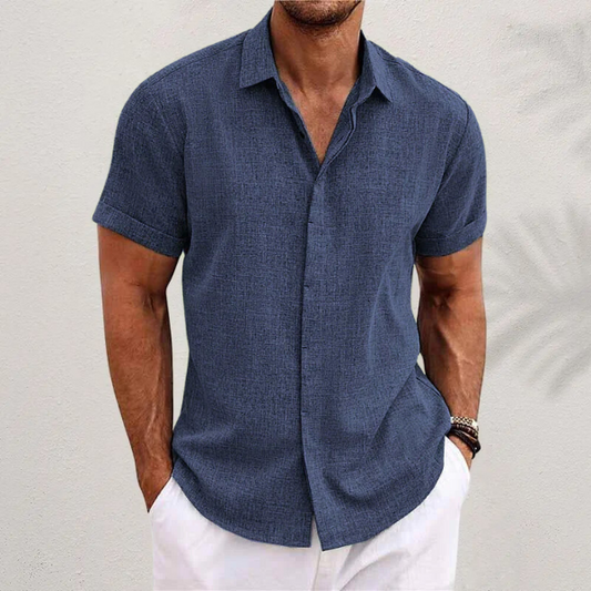 Camisa Hombre de Lino Manga Corta Cuello Solapa - Mavetta
