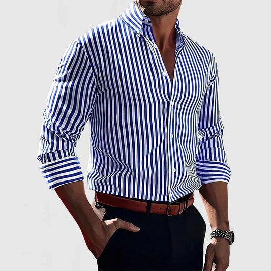 Camisa Hombre Algodón Corte Entallado Rayas Verticales - Mavetta