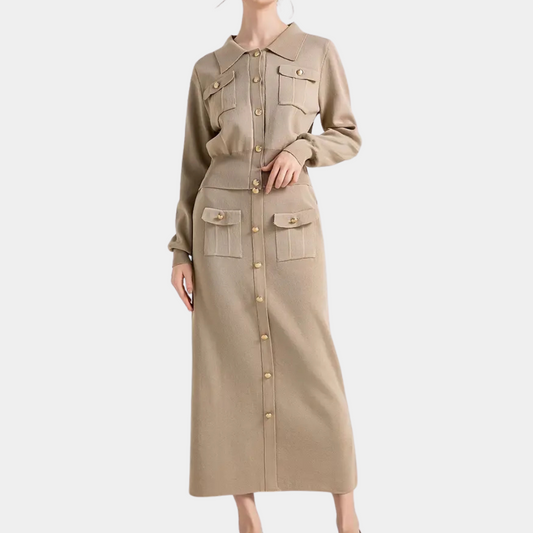 Vestido camisero Mujer Largo Manga Larga Botones - Mavetta