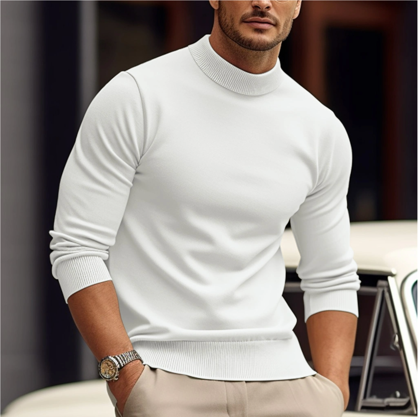 Jersey hombre de algodón cómodo manga larga primavera otoño