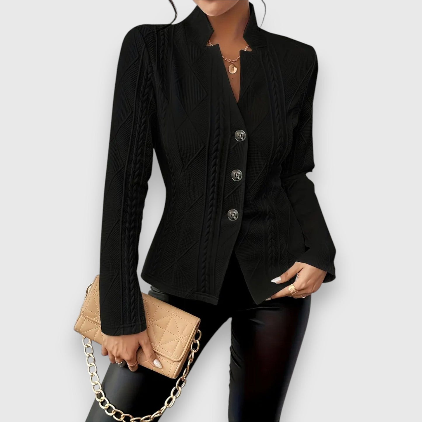 Blazer Mujer con Textura Estructurada Corte Entallado