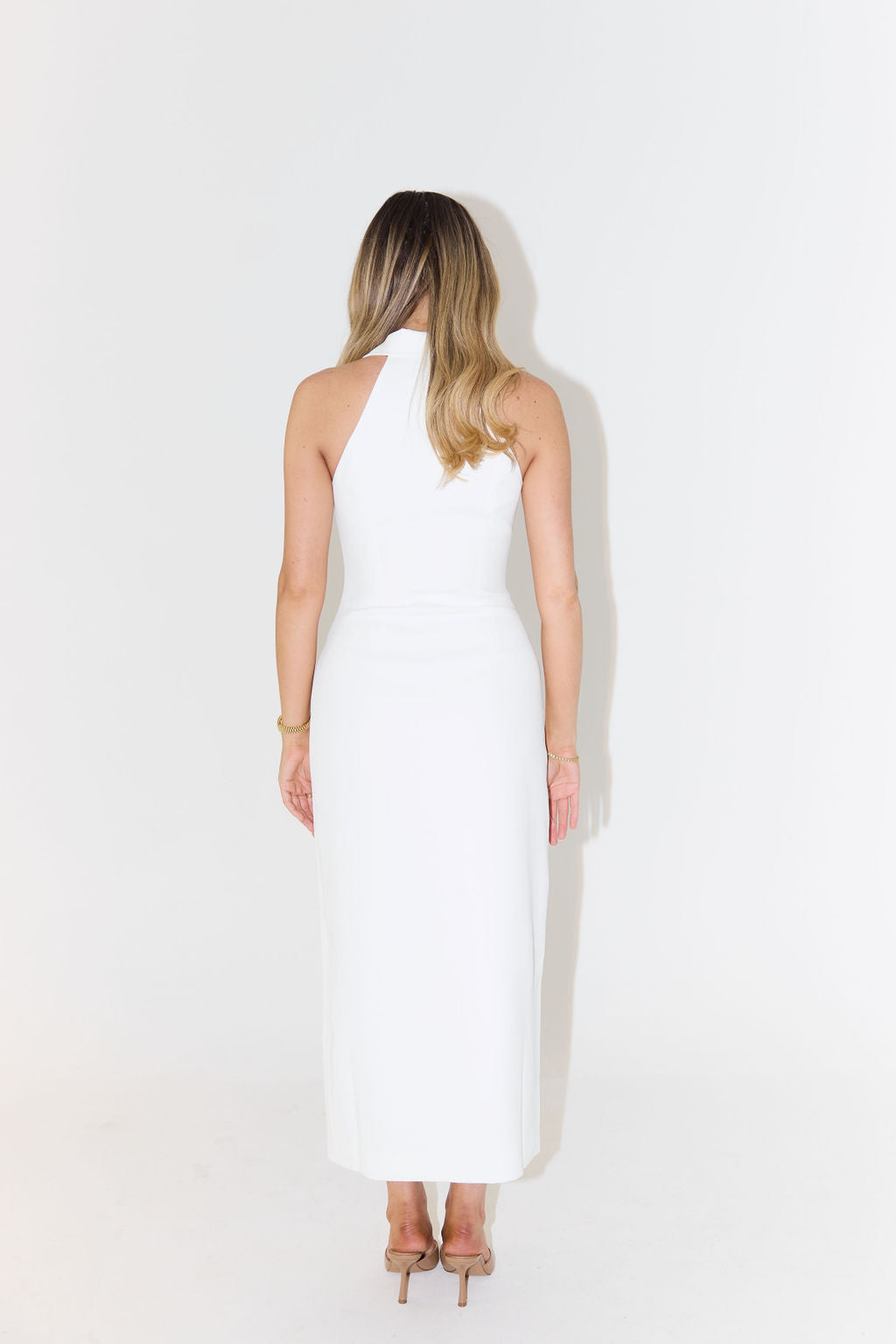 Vestido Maxi Mujer Sin Mangas Escote en V Estilo Elegante