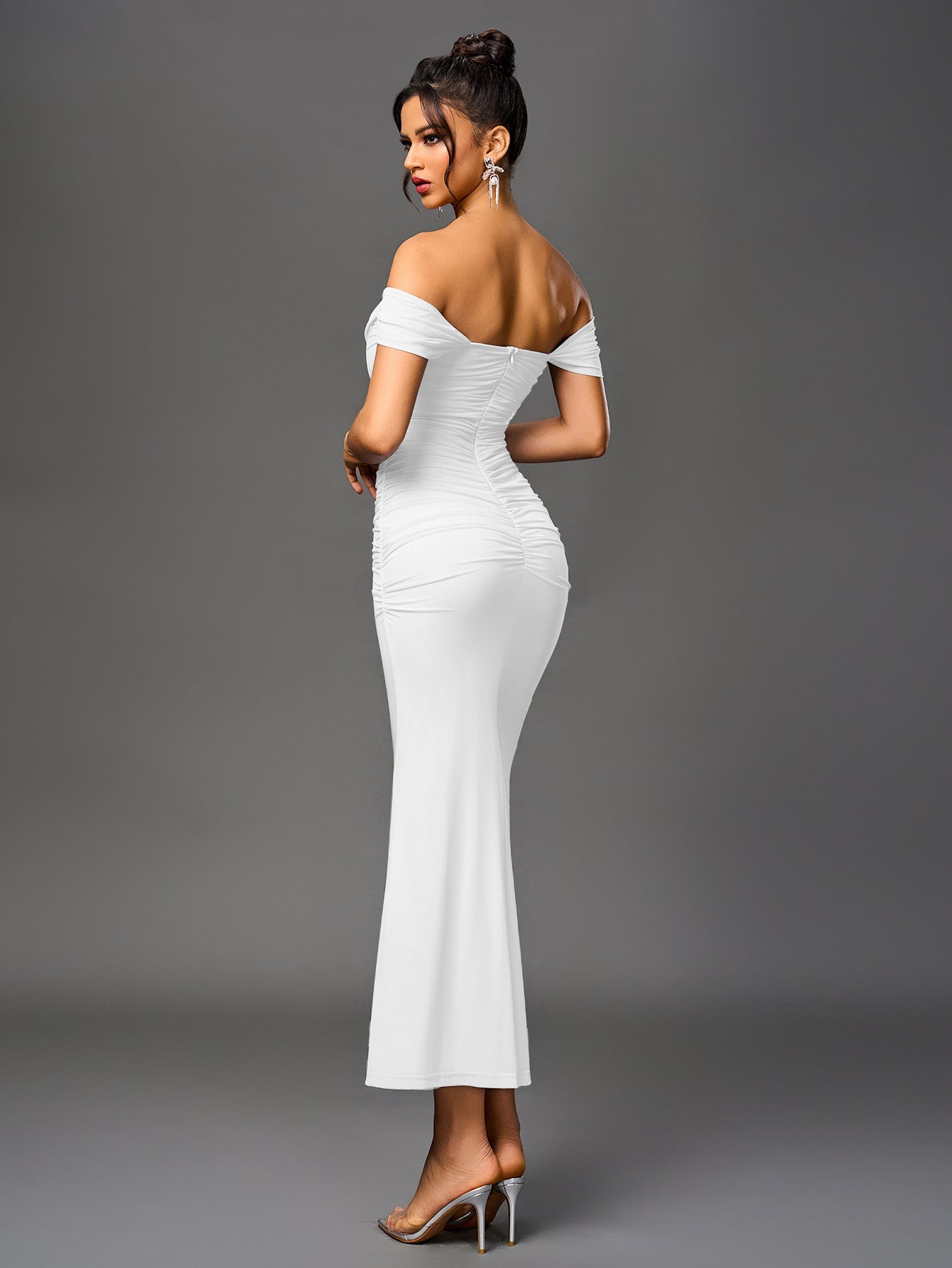 Vestido largo mujer ajustado escote hombros descubiertos