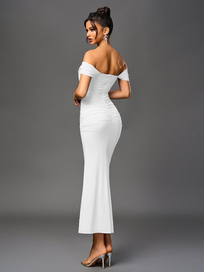 Vestido largo mujer ajustado escote hombros descubiertos