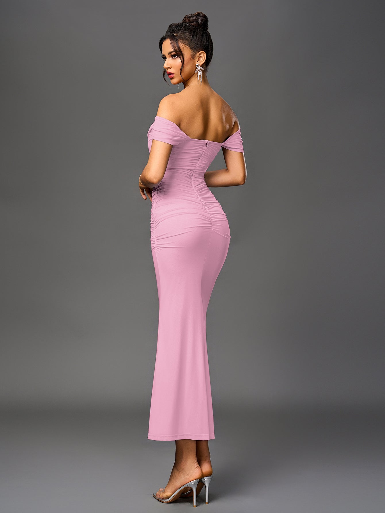 Vestido largo mujer ajustado escote hombros descubiertos
