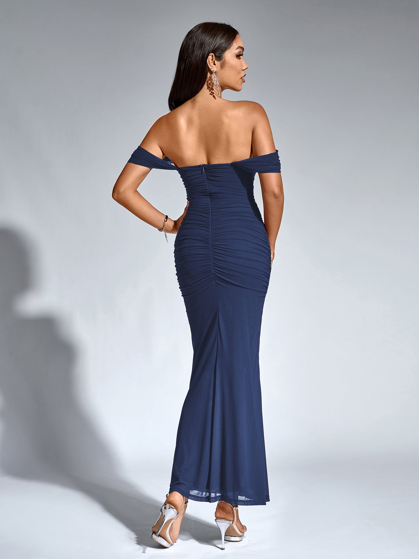 Vestido largo mujer ajustado escote hombros descubiertos