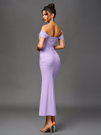 Vestido largo mujer ajustado escote hombros descubiertos