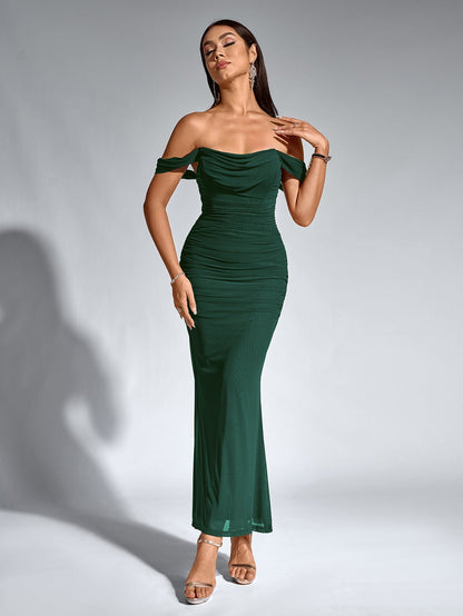Vestido largo mujer ajustado escote hombros descubiertos