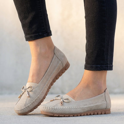 Mocasines Mujer Ortopédicos con Lazo y Perforaciones