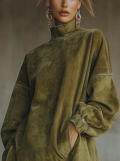 Vestido Mujer Cuello Alto Flecos Estilo Boho Comodo