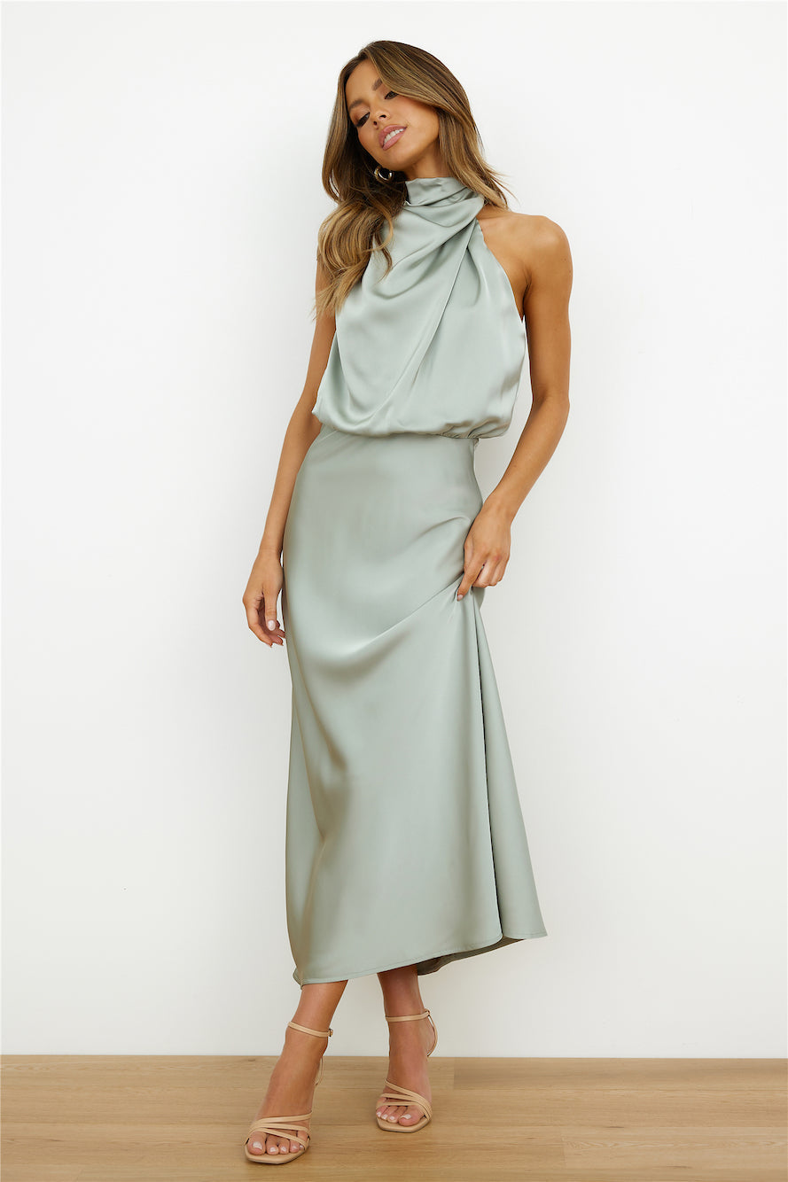 Vestido Midi Mujer Gasa Elegante Escote Asimétrico