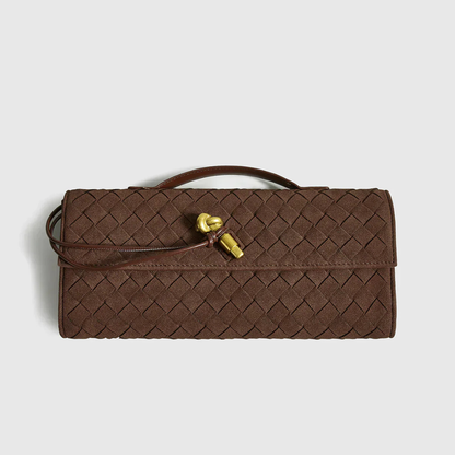 Bolso de Mano Mujer Trenzado Tipo Clutch Cierre de Solapa