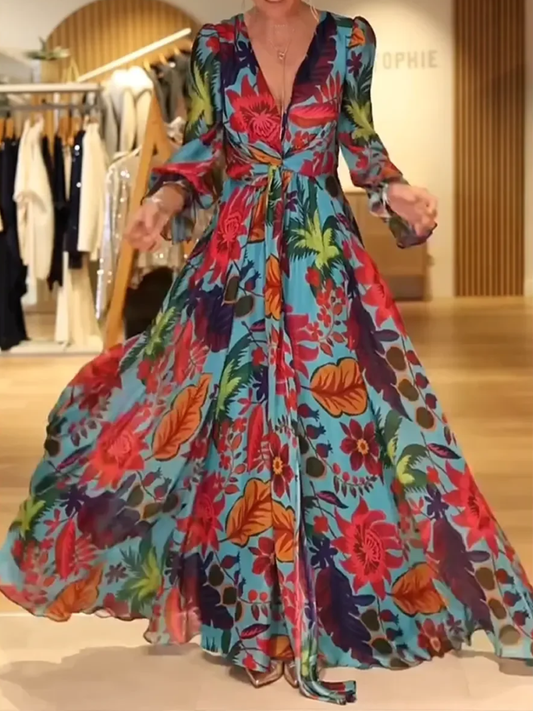 Vestido mujer ligero con escote en V estilo elegante - Mavetta