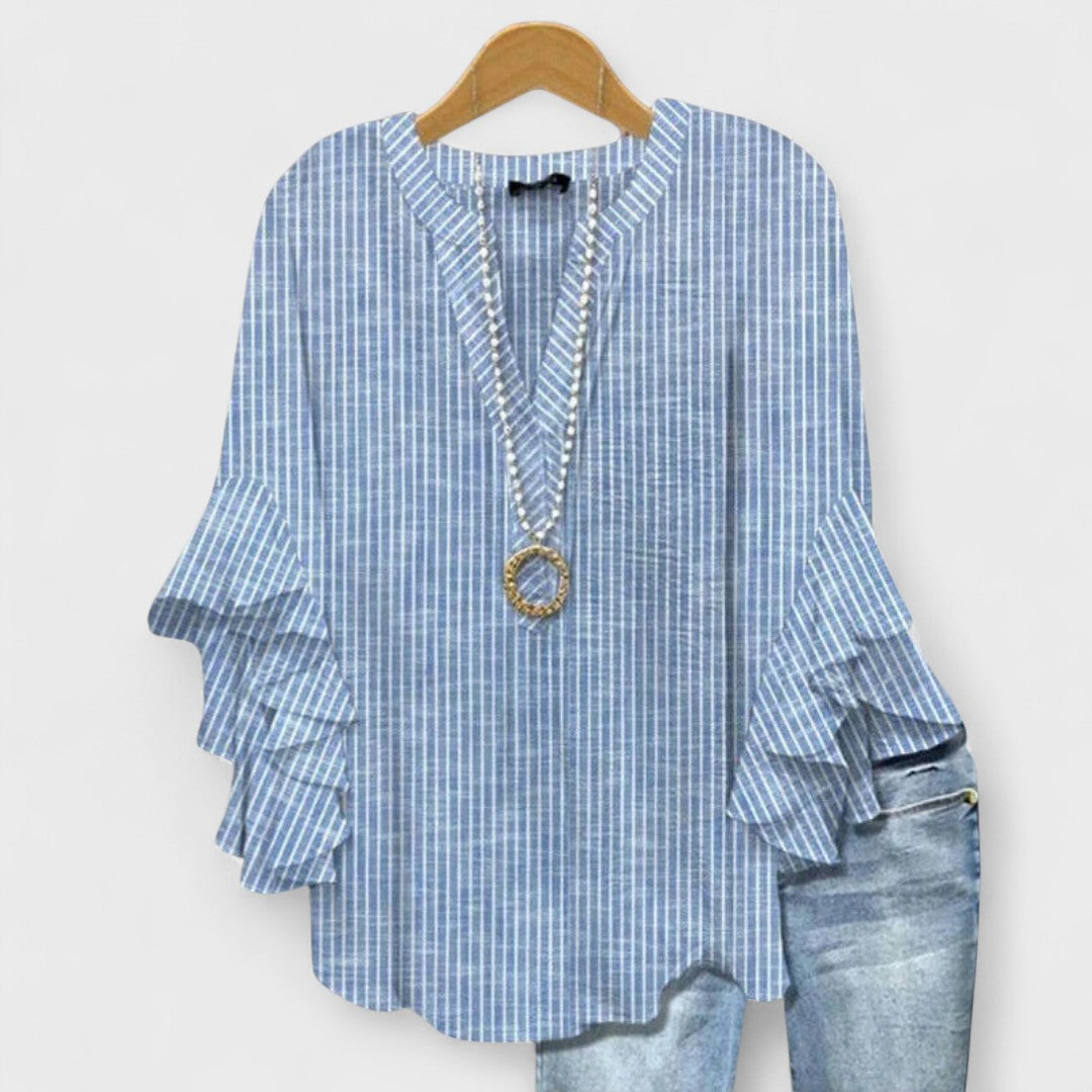 Blusa Mujer Floral Manga Acampanada Corte Suelto