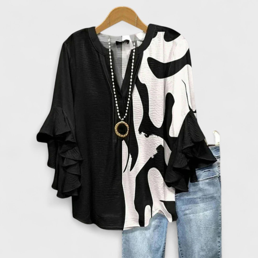 Blusa Mujer Floral Manga Acampanada Corte Suelto