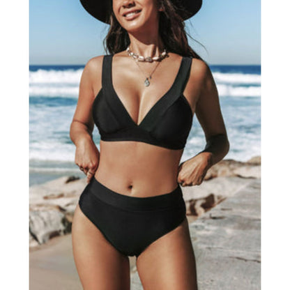 Bikini Mujer Dos Piezas Triángulo Escote V Cintura Alta Moldeadora