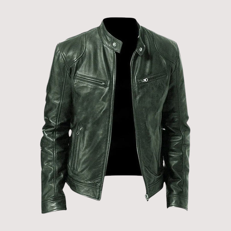 Chaqueta Biker Hombre Ajustada con Cremallera