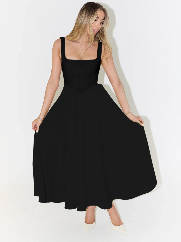 Vestido Midi Mujer de Corte Elegante