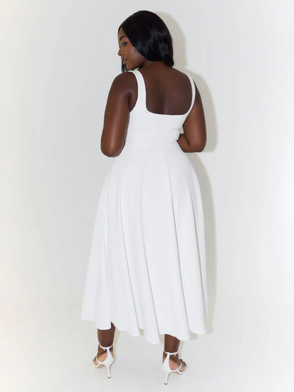 Vestido Midi Mujer de Corte Elegante