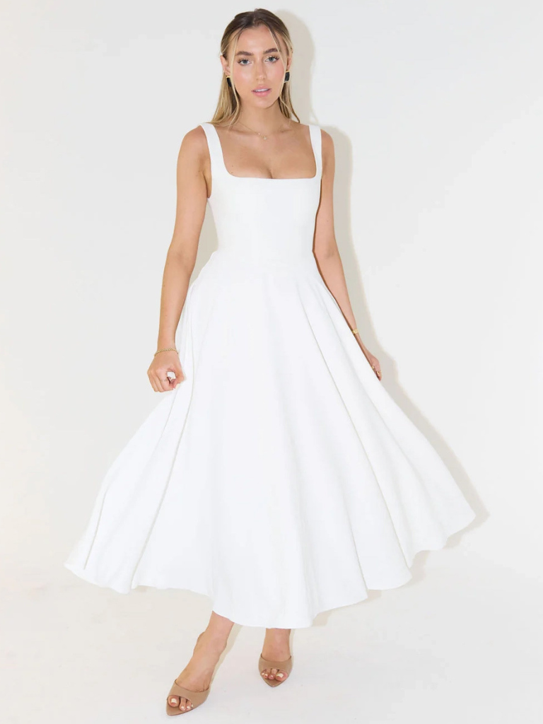 Vestido Midi Mujer de Corte Elegante
