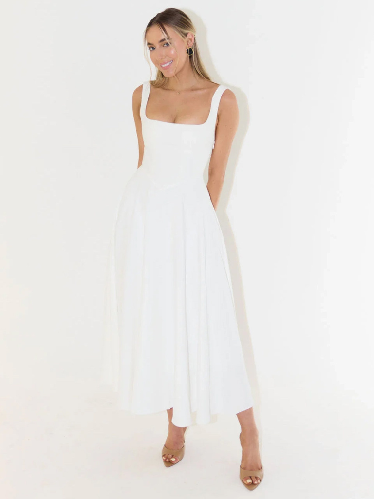 Vestido Midi Mujer de Corte Elegante