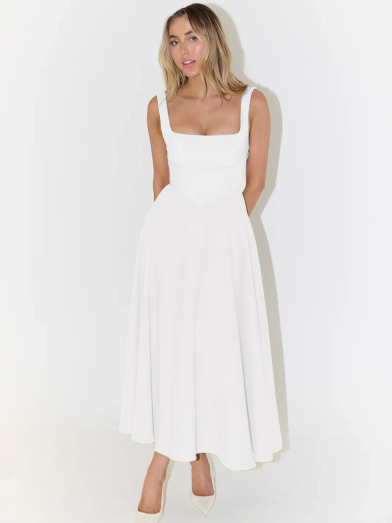 Vestido Midi Mujer de Corte Elegante