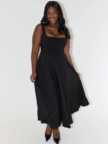Vestido Midi Mujer de Corte Elegante