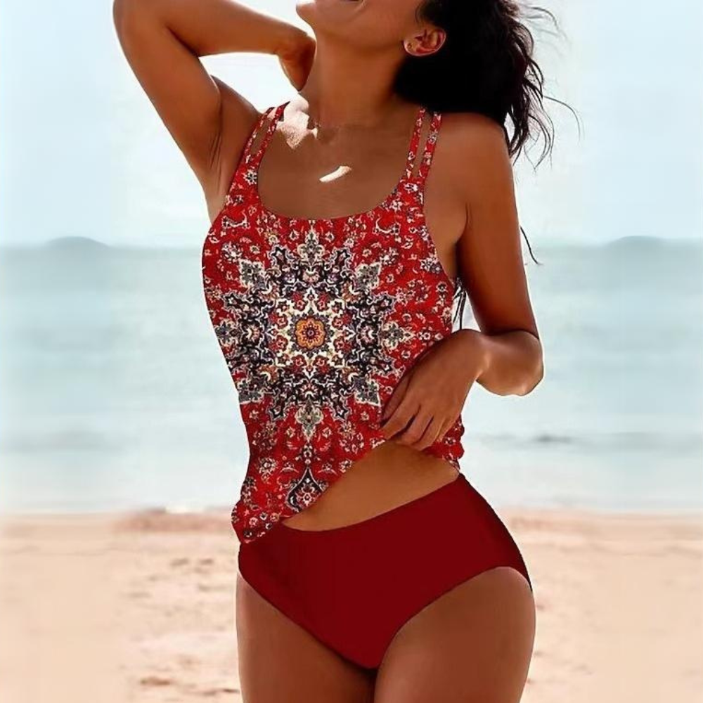 Bañador Tankini Mujer de Dos Piezas Tirantes Dobles Ajustado