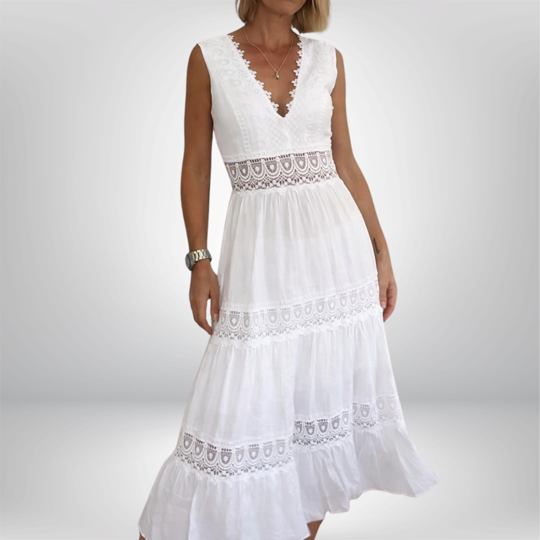 Vestido Mujer de Encaje Escote en V - Mavetta