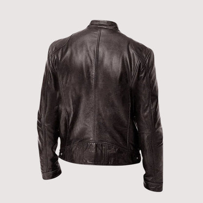 Chaqueta Biker Hombre Ajustada con Cremallera