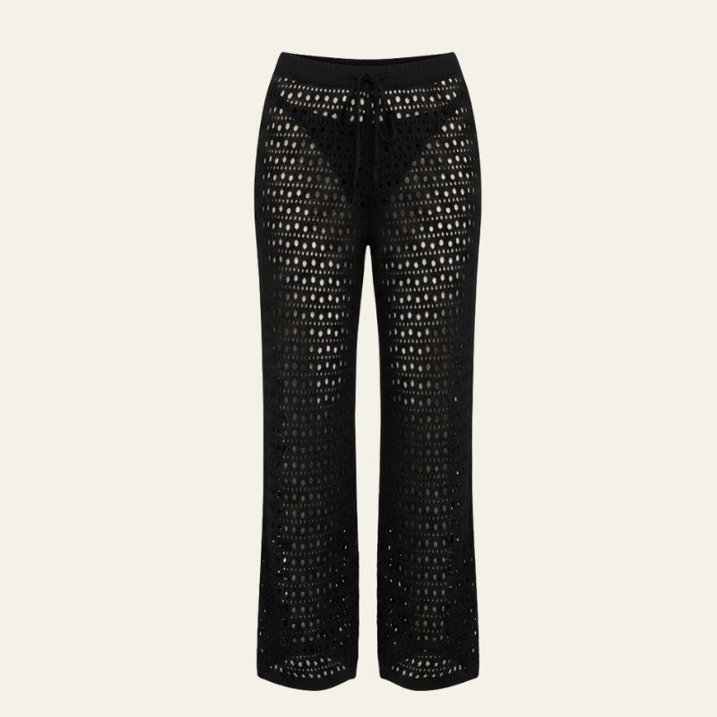 Pantalones Playa Mujer de Punto Calado Cintura Elástica Pernera Ancha - Mavetta