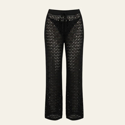Pantalones Playa Mujer de Punto Calado Cintura Elástica Pernera Ancha - Mavetta