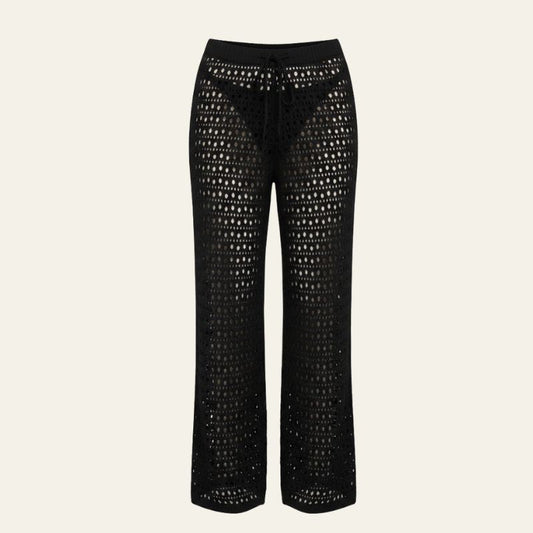 Pantalones Playa Mujer de Punto Calado Cintura Elástica Pernera Ancha - Mavetta