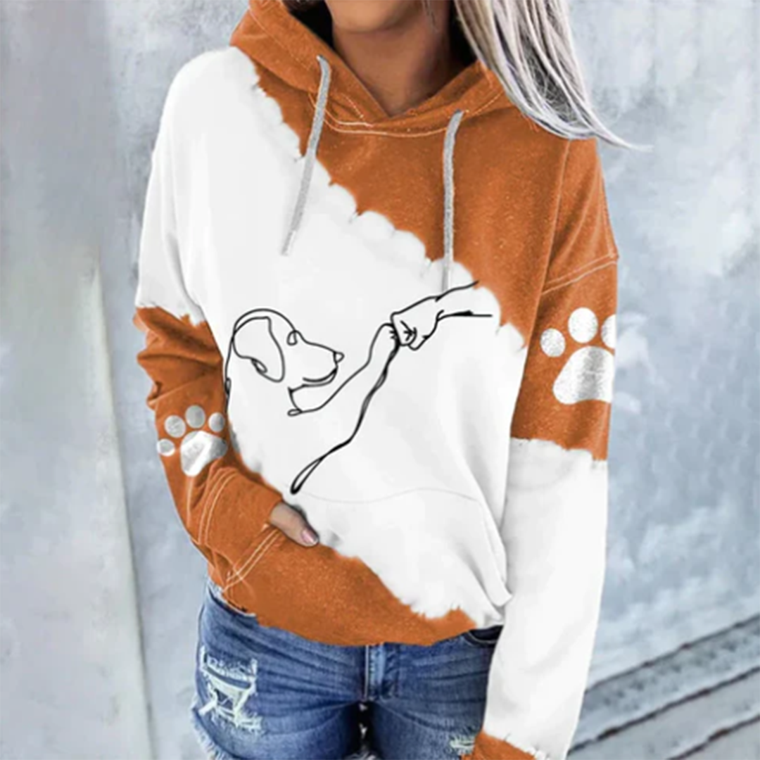 Sudadera mujer con capucha estampado perro estilo casual