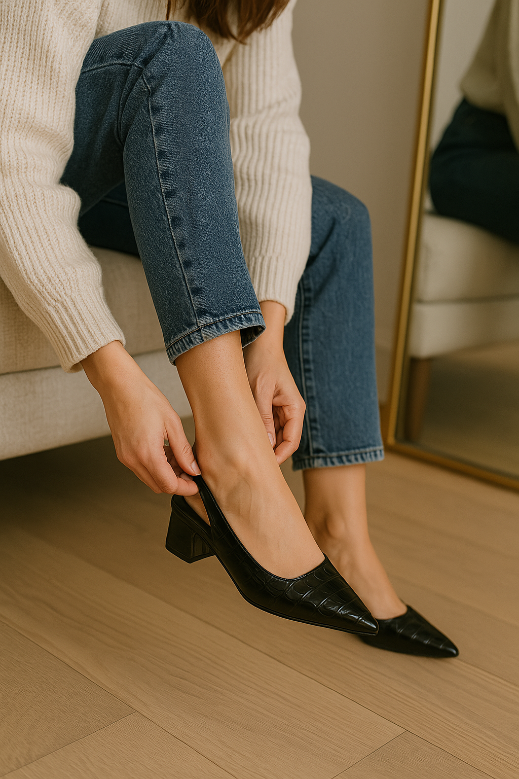 Zapatos Tacón Mujer de Piel Diseño Punta Afilada Comodos
