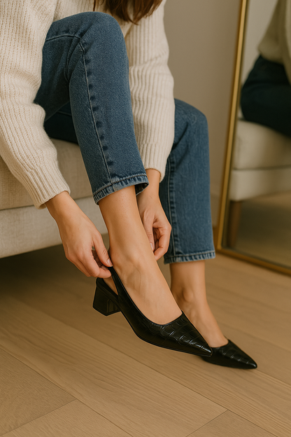 Zapatos Tacón Mujer de Piel Diseño Punta Afilada Comodos